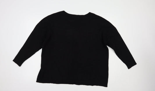Preworn Womens Black Boat Neck  Viscose Pullover Jumper Size L
