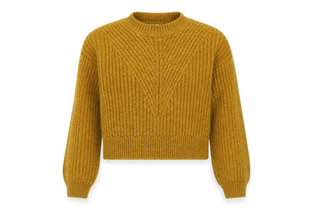 Matalan Girls Yellow Crew Neck  Acrylic Pullover Jumper Size 9 Years  Pullover