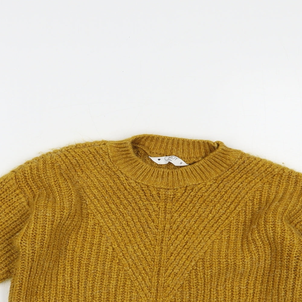 Matalan Girls Yellow Crew Neck  Acrylic Pullover Jumper Size 9 Years  Pullover