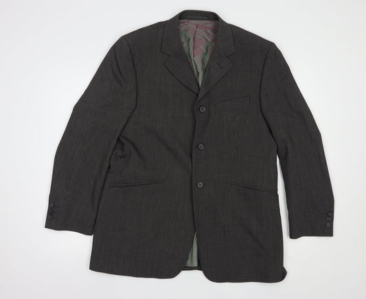 Jonathan Adams Mens Grey Striped Polyester Jacket Blazer Size 40