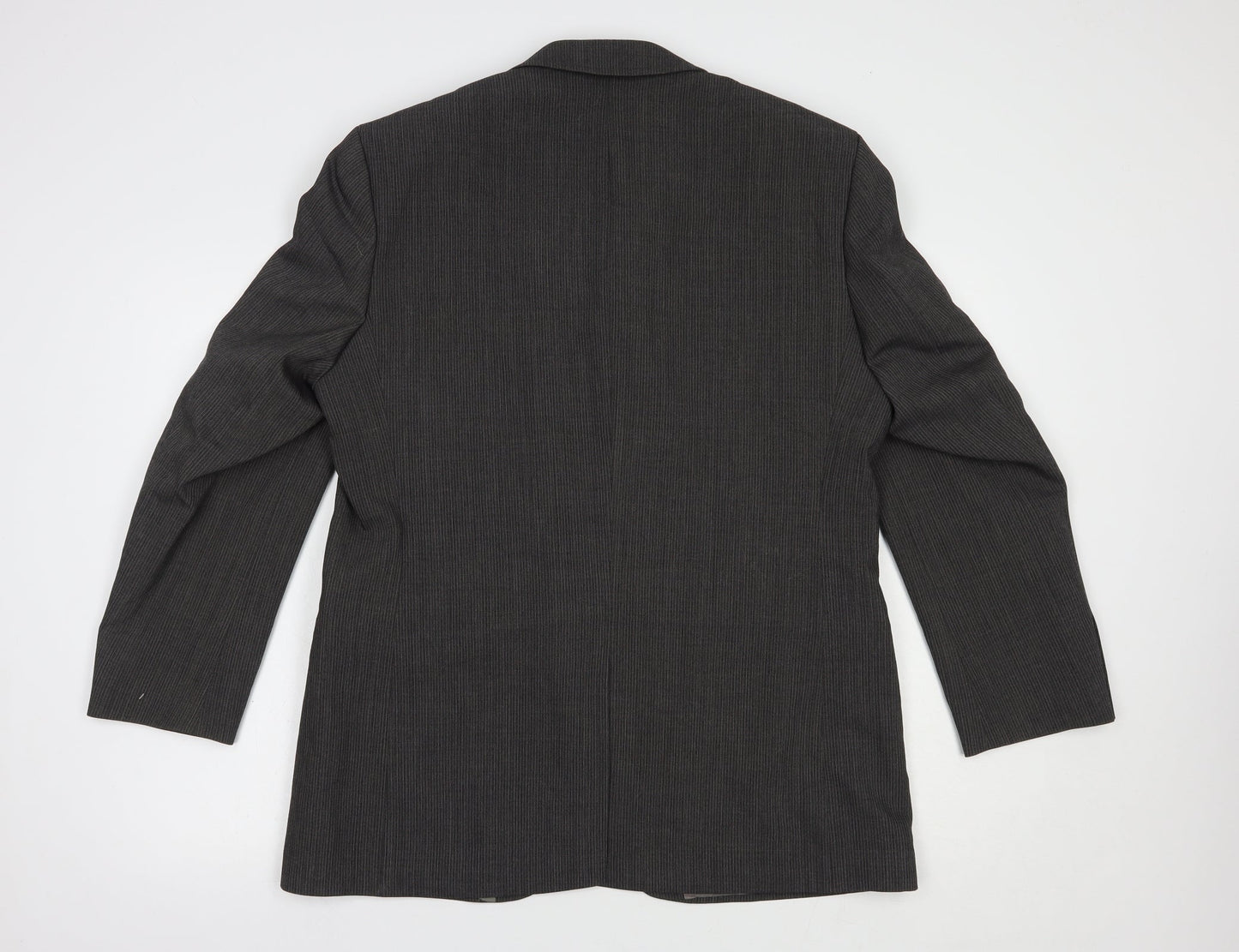 Jonathan Adams Mens Grey Striped Polyester Jacket Blazer Size 40