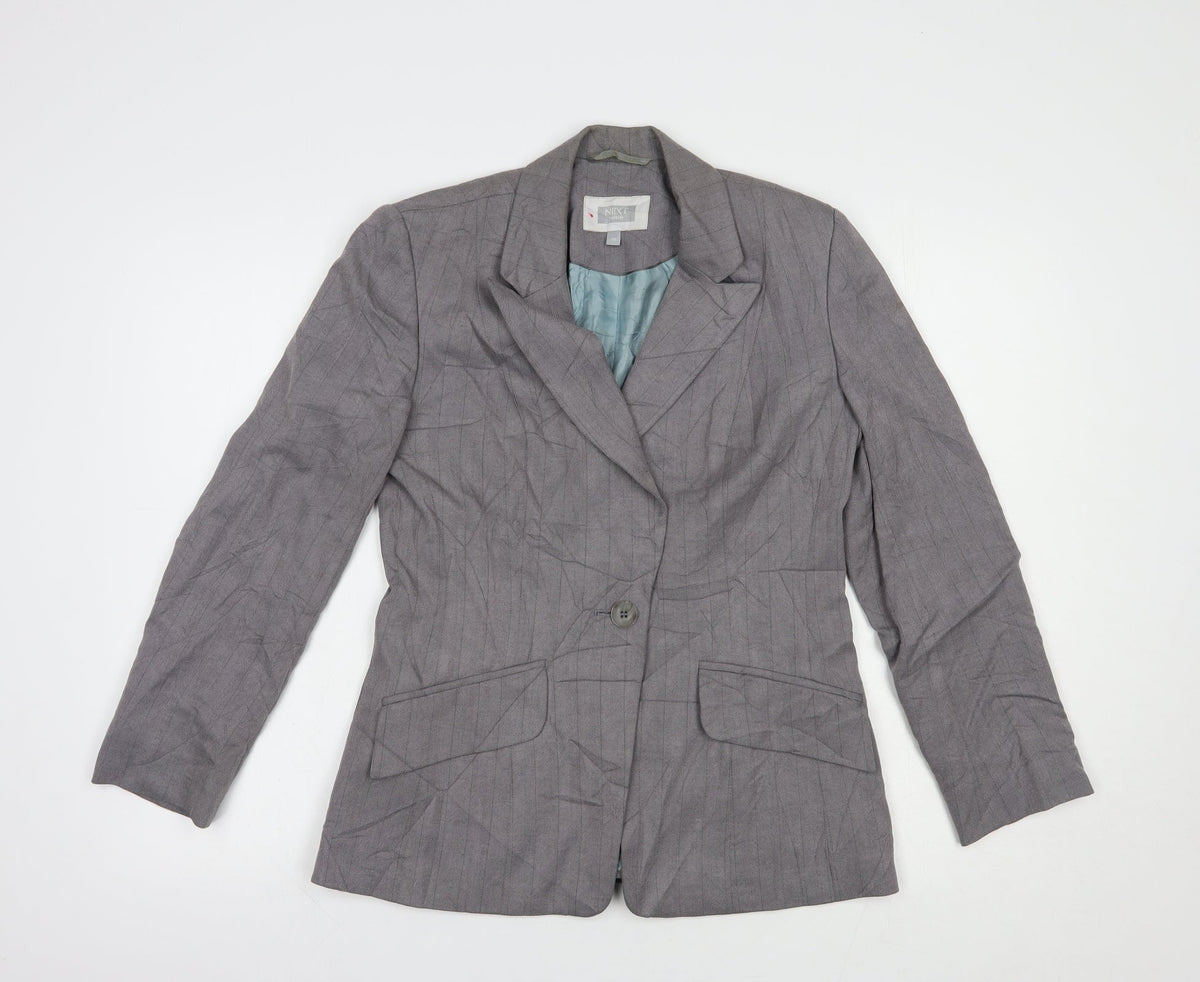 NEXT Womens Grey Striped  Jacket Blazer Size 10  Button