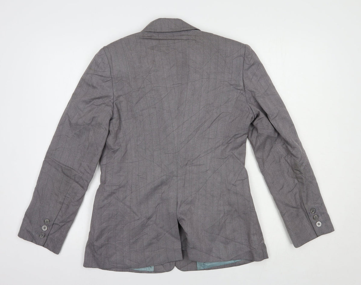 NEXT Womens Grey Striped  Jacket Blazer Size 10  Button