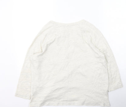 Marks & Spencer Womens Beige Round Neck  Cotton Pullover Jumper Size 12