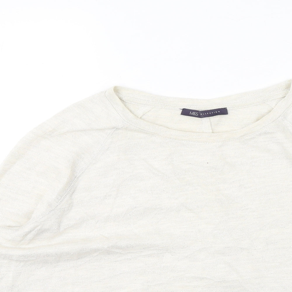 Marks and Spencer Womens Beige Round Neck  Cotton Pullover Jumper Size 12