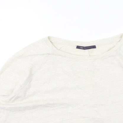 Marks & Spencer Womens Beige Round Neck  Cotton Pullover Jumper Size 12