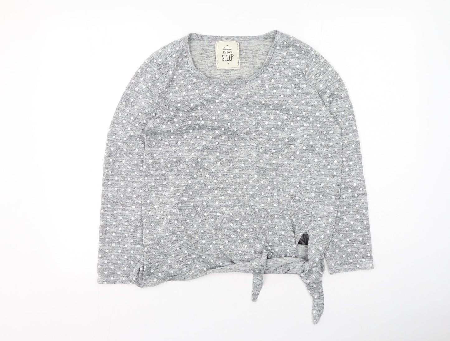 Preworn Womens Grey Round Neck Polka Dot Polyester Pullover Jumper Size M