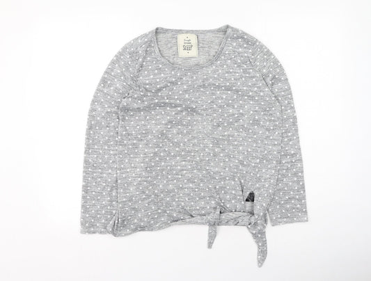 Preworn Womens Grey Round Neck Polka Dot Polyester Pullover Jumper Size M
