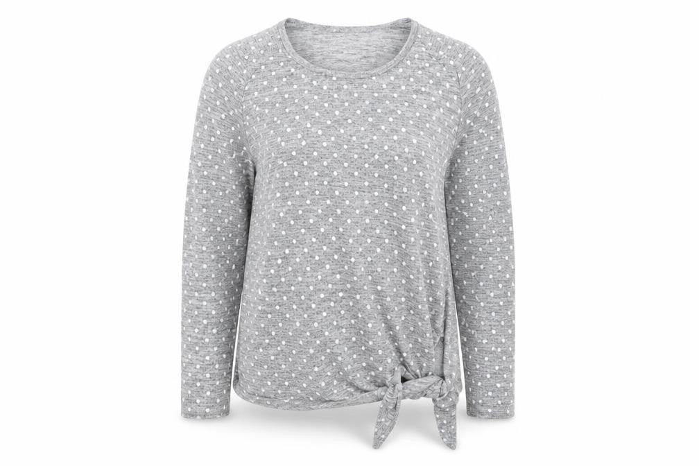 Preworn Womens Grey Round Neck Polka Dot Polyester Pullover Jumper Size M