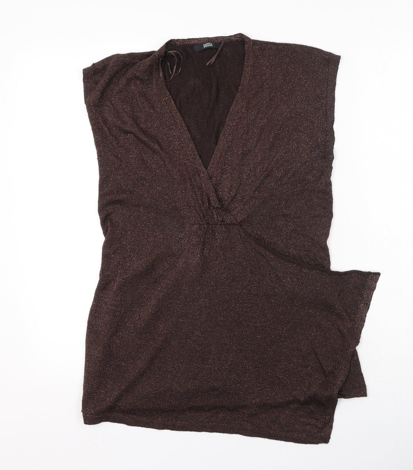 Marks and Spencer Womens Gold  Viscose Camisole Tank Size 14 V-Neck