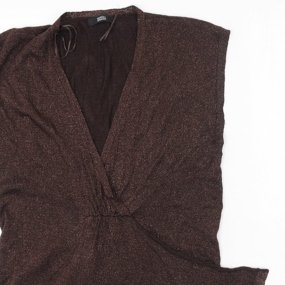Marks and Spencer Womens Gold  Viscose Camisole Tank Size 14 V-Neck