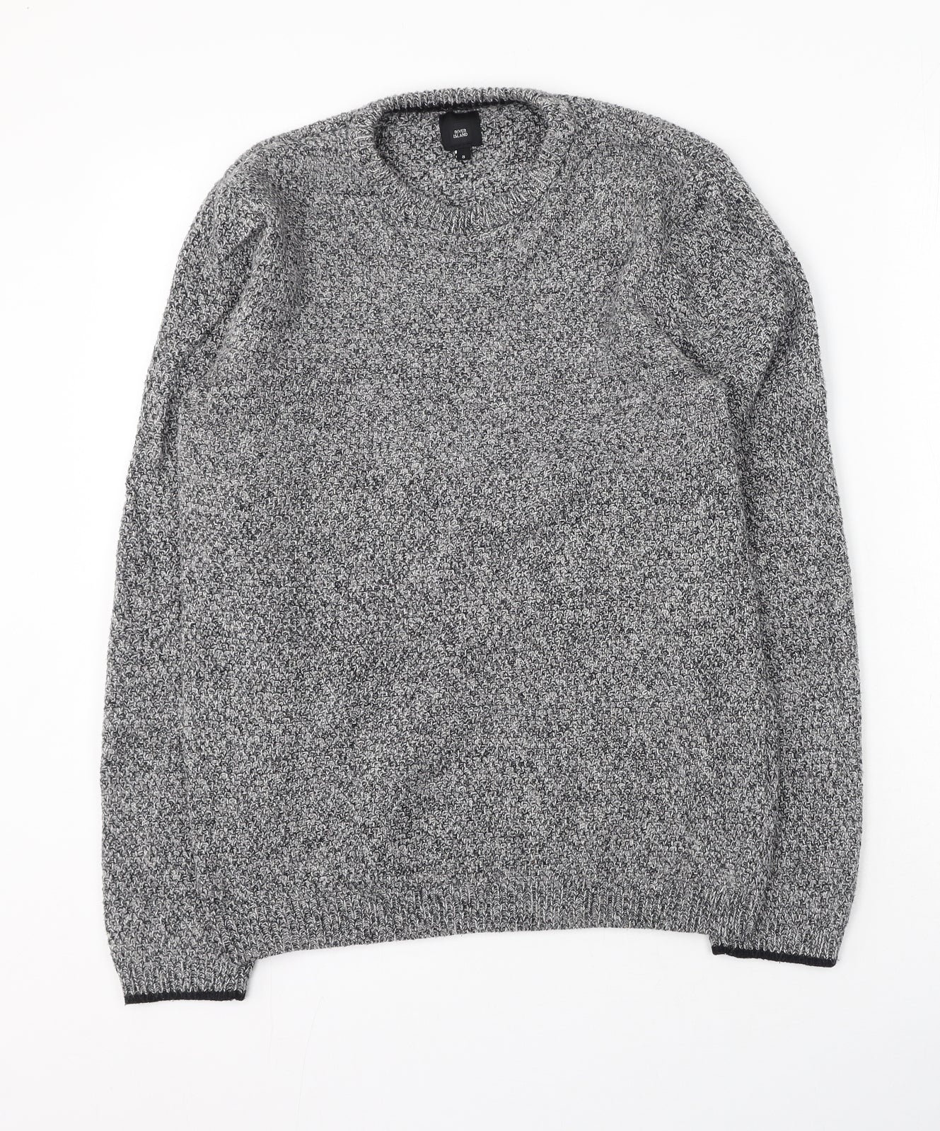 River Island  Mens Grey Round Neck  Acrylic Pullover Jumper Size S