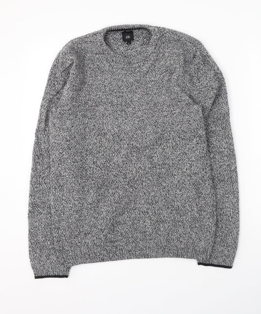 River Island  Mens Grey Round Neck  Acrylic Pullover Jumper Size S