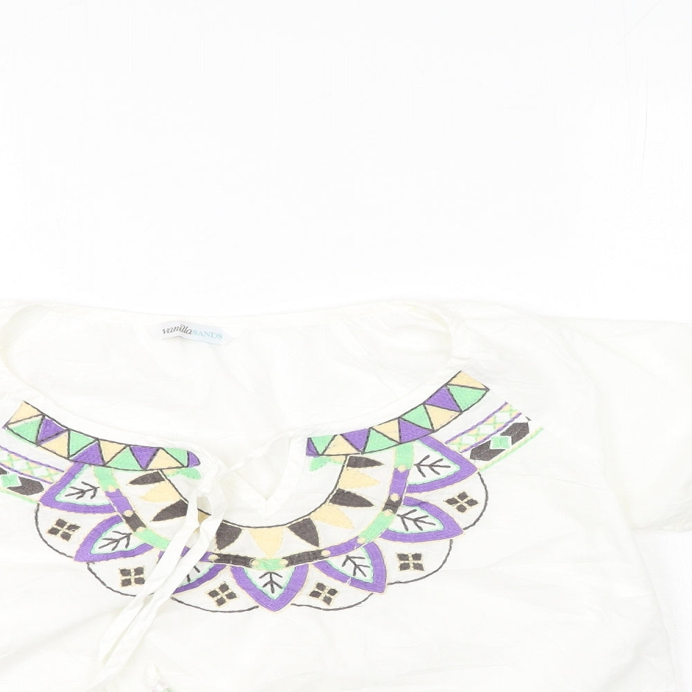 BHS Womens Multicoloured  Cotton Basic Blouse Size 10 Round Neck