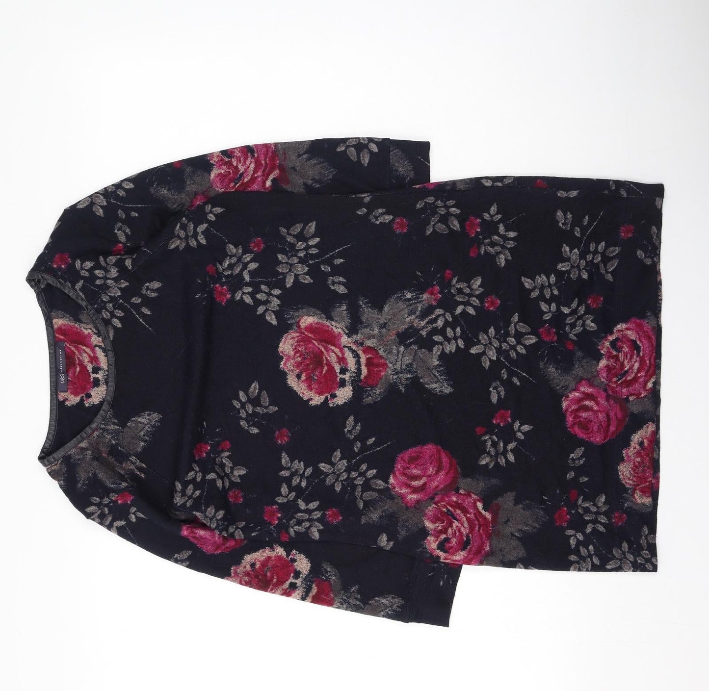 Marks and Spencer Womens Multicoloured Round Neck Floral Polyester Pullover Jumper Size 10