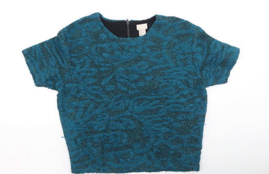 H&M Womens Green  Wool Basic T-Shirt Size 4 Round Neck
