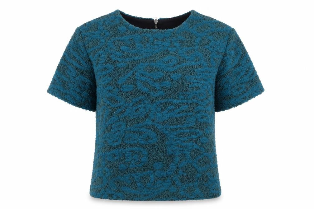 H&M Womens Green  Wool Basic T-Shirt Size 4 Round Neck