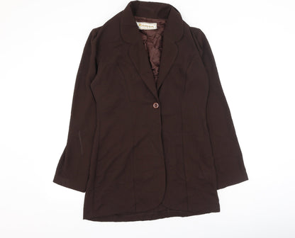 Roman  Womens Brown  Polyester Basic Blouse Size 10 V-Neck