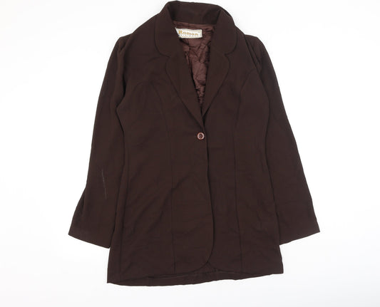 Roman  Womens Brown  Polyester Basic Blouse Size 10 V-Neck
