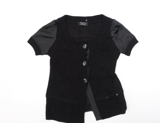 TUZZI Womens Black Round Neck  Cotton Cardigan Jumper Size 10