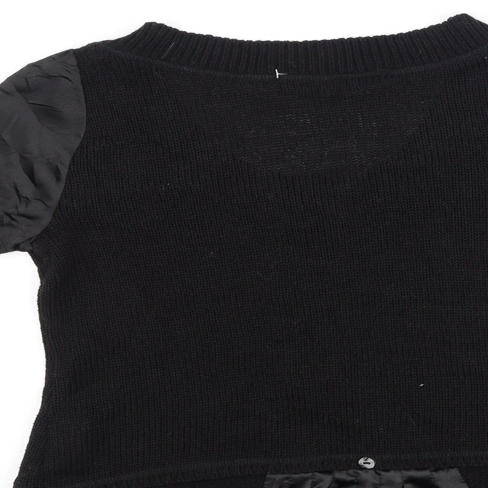 TUZZI Womens Black Round Neck  Cotton Cardigan Jumper Size 10