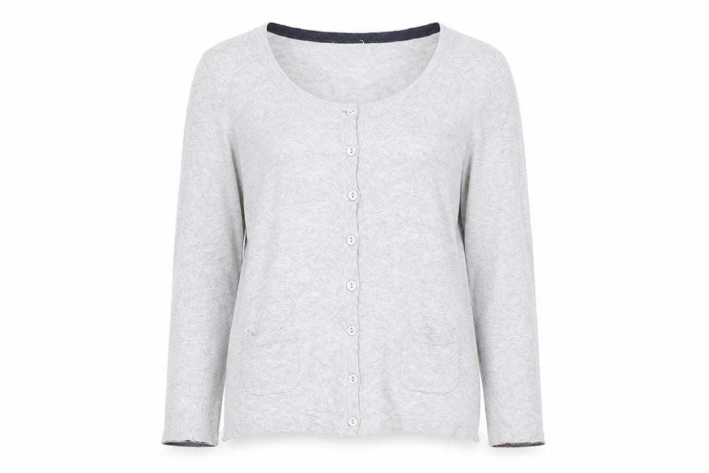 Preworn Womens Grey Round Neck  Cotton Cardigan Jumper Size 8