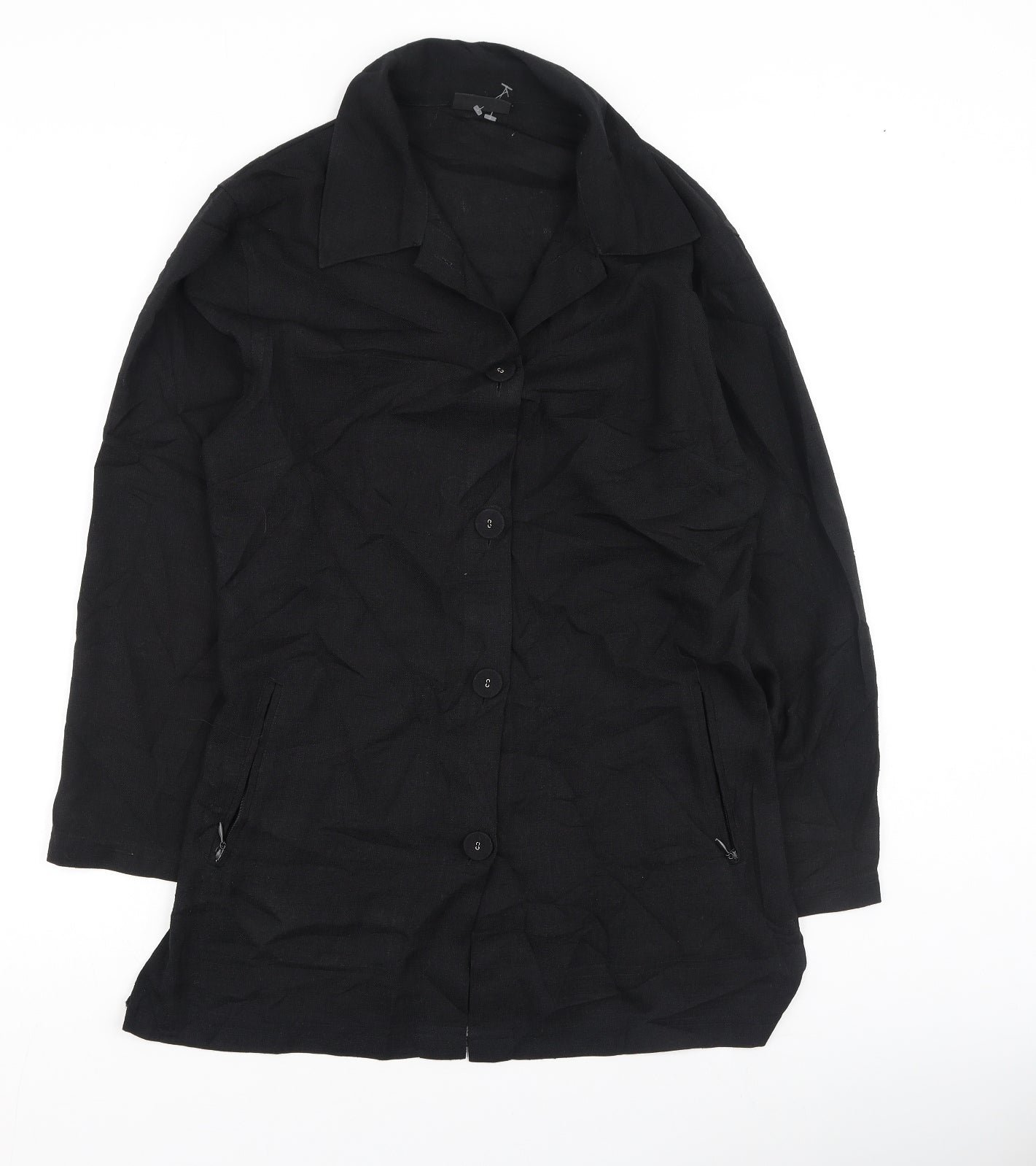 Kaffe Womens Black  Polyester Basic Button-Up Size S Collared