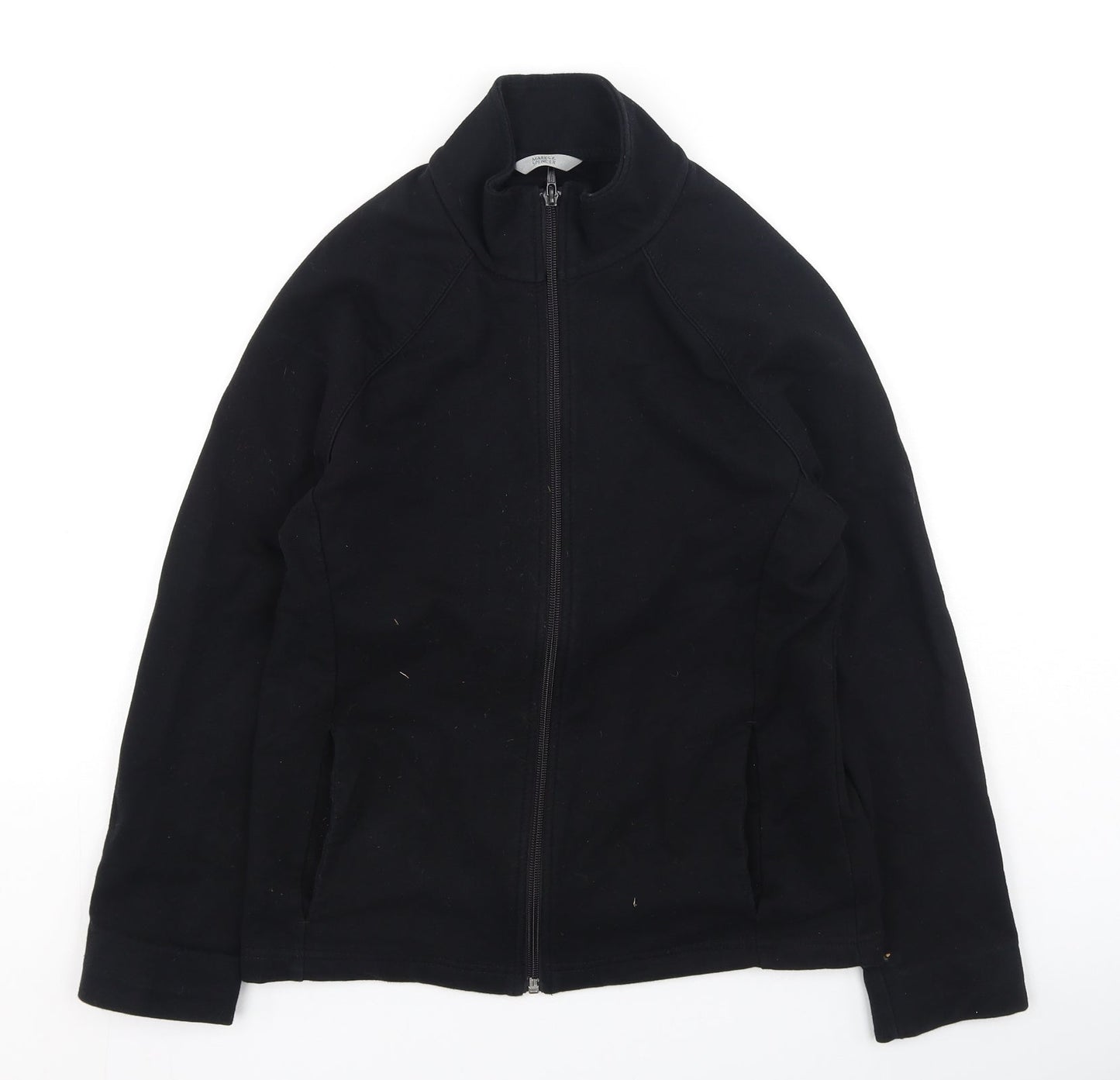 Marks and Spencer Womens Black High Neck  Cotton Full Zip Jumper Size 10