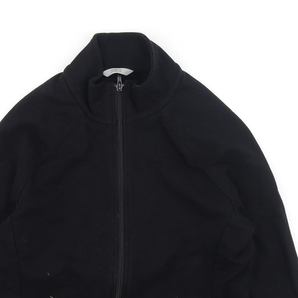 Marks and Spencer Womens Black High Neck  Cotton Full Zip Jumper Size 10