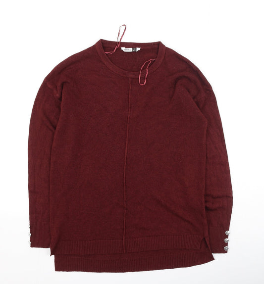 Pep & Co Womens Red Round Neck  Acrylic Pullover Jumper Size 8