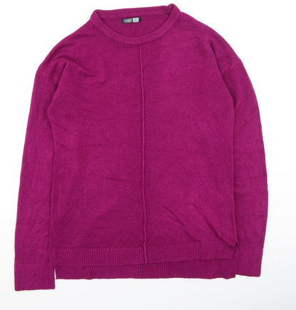 Preloved Pep & Co Womens Purple Round Neck  Acrylic Pullover Jumper Size 8 - Front