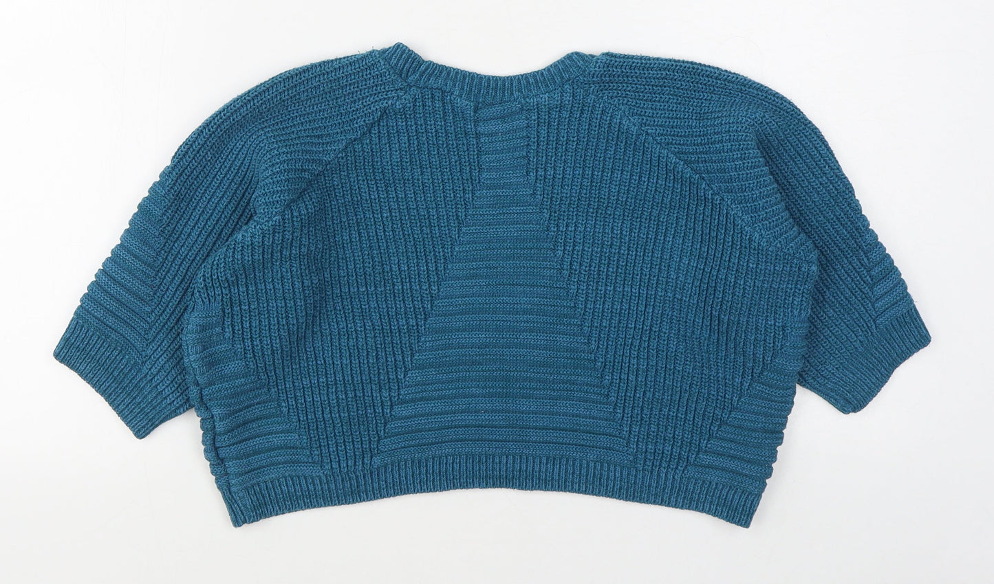 Exhibit Womens Blue Round Neck  Cotton Blend Pullover Jumper Size S