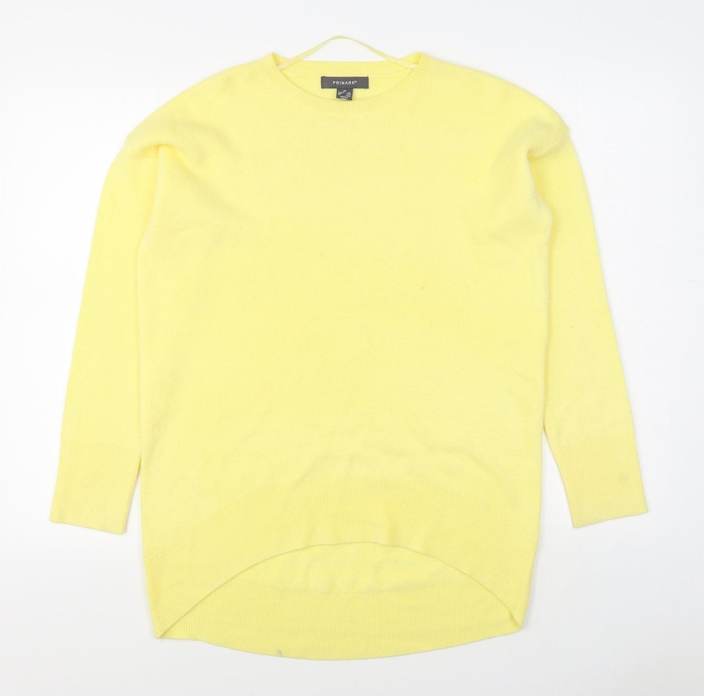 Primark Womens Yellow Round Neck  Acrylic Pullover Jumper Size XS