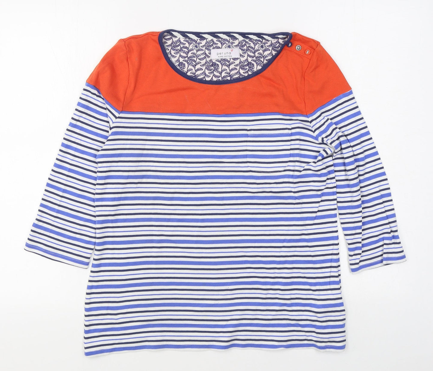 Per Una Womens Multicoloured Striped 100% Cotton Pullover Sweatshirt Size 14  Pullover