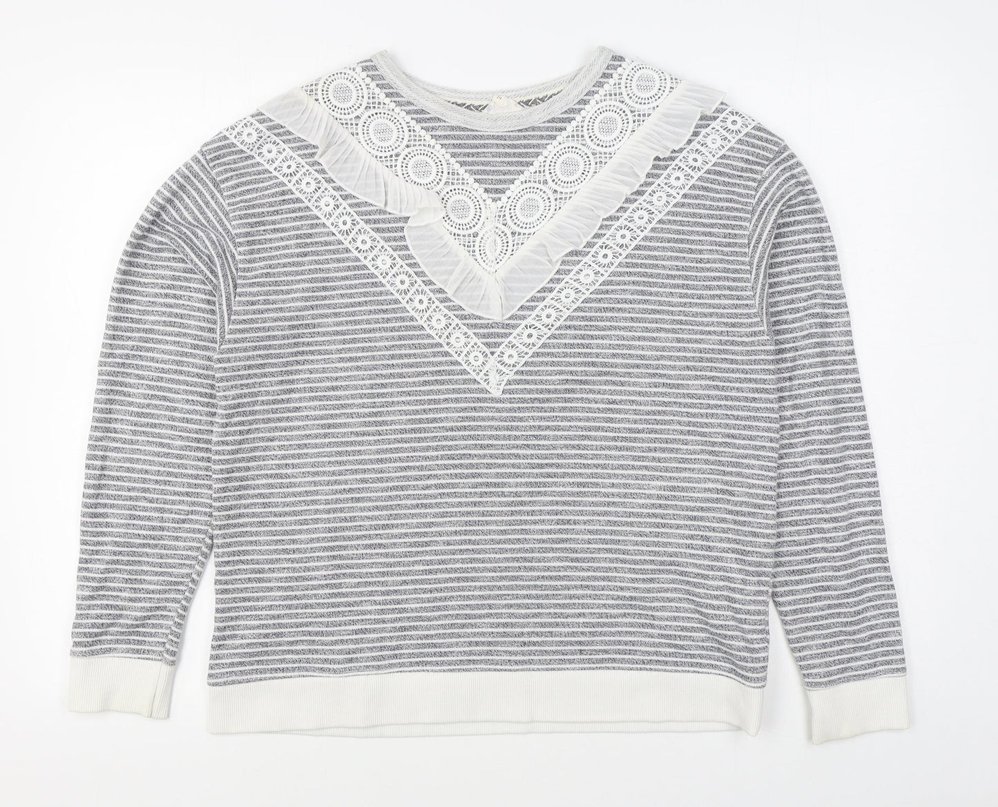 Matalan Womens Grey Striped Polyester Pullover Sweatshirt Size 14  Pullover