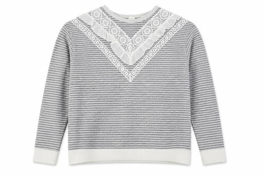 Matalan Womens Grey Striped Polyester Pullover Sweatshirt Size 14  Pullover