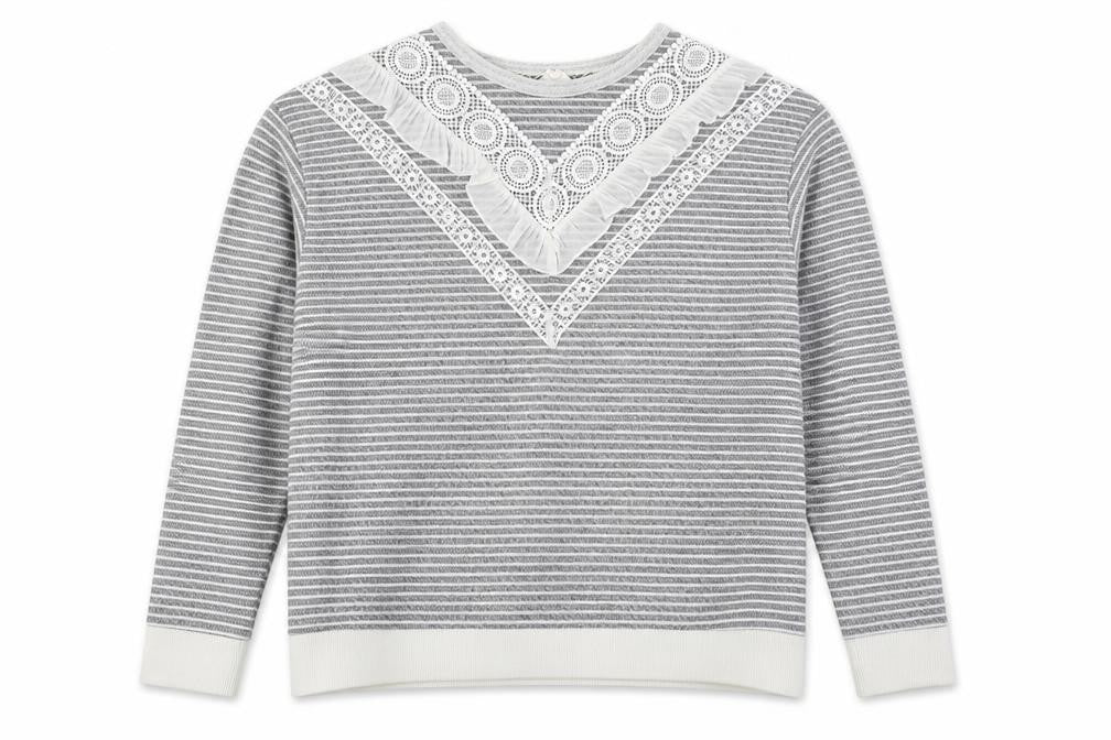 Matalan Womens Grey Striped Polyester Pullover Sweatshirt Size 14  Pullover