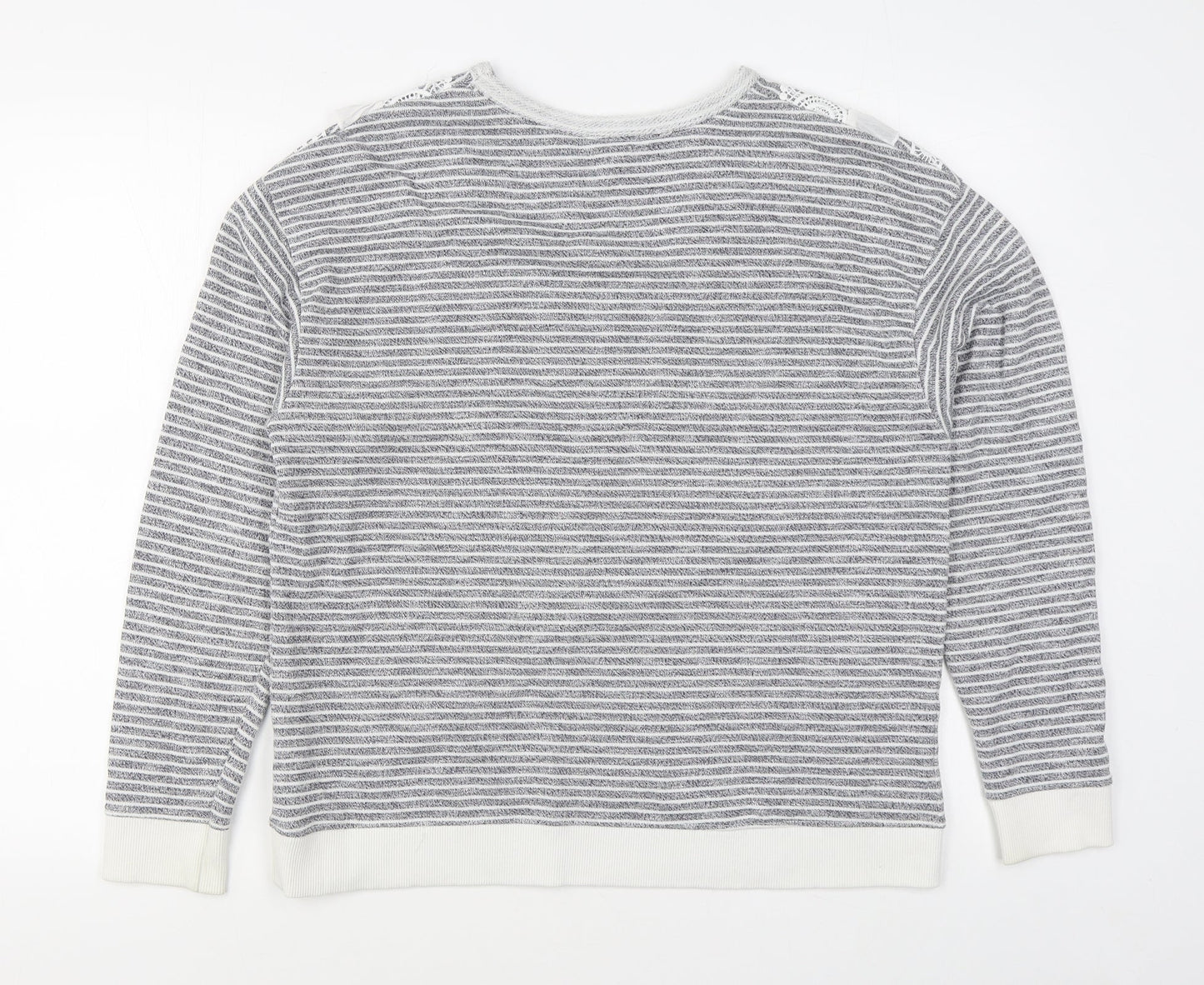 Matalan Womens Grey Striped Polyester Pullover Sweatshirt Size 14  Pullover