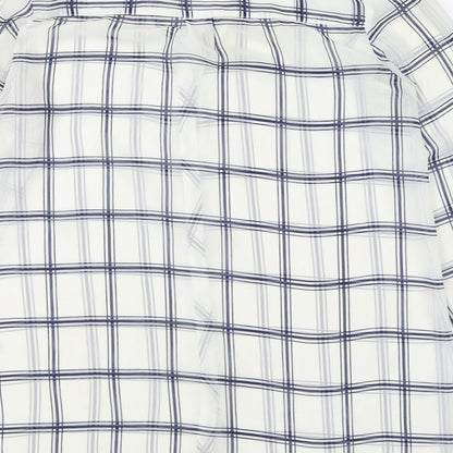 Dunnes Womens White Plaid Polyester Basic Button-Up Size 12 Collared