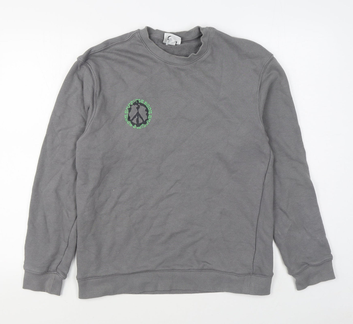 H&M Mens Grey  Cotton Pullover Sweatshirt Size S