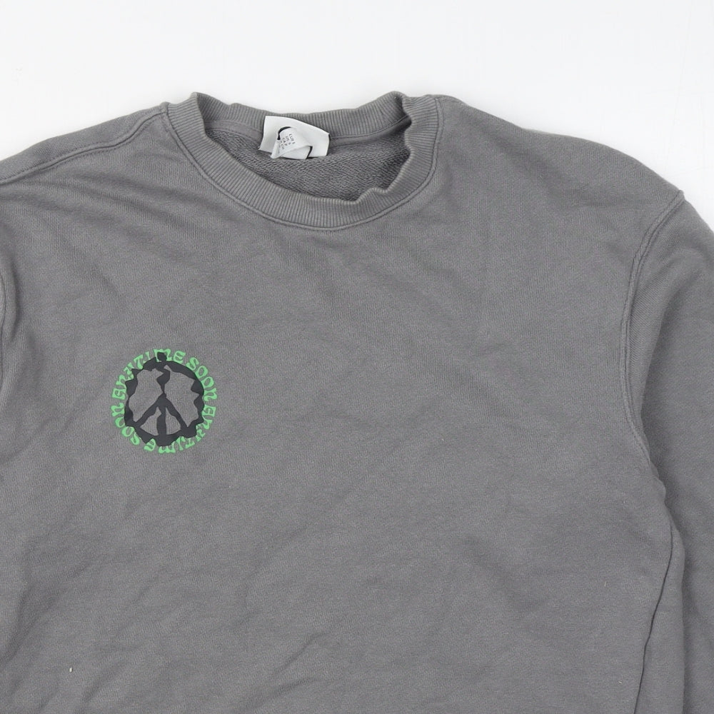 H&M Mens Grey  Cotton Pullover Sweatshirt Size S