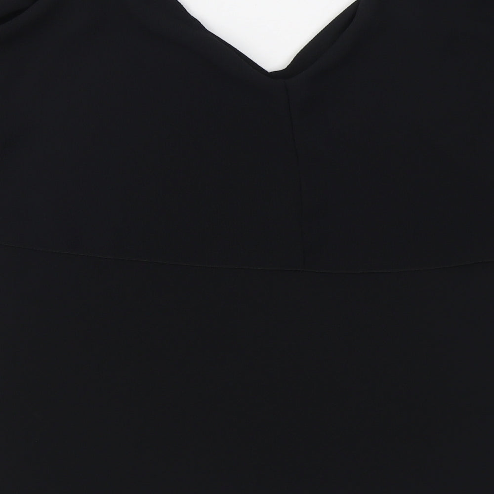 Quiz Womens Black  Polyester Basic Blouse Size 16 V-Neck