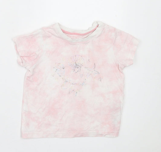 Primark Girls Pink  Cotton Basic T-Shirt Size 3-4 Years Crew Neck Pullover