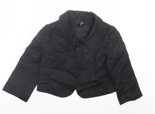 H&M Womens Black Herringbone  Jacket Blazer Size 8  Button