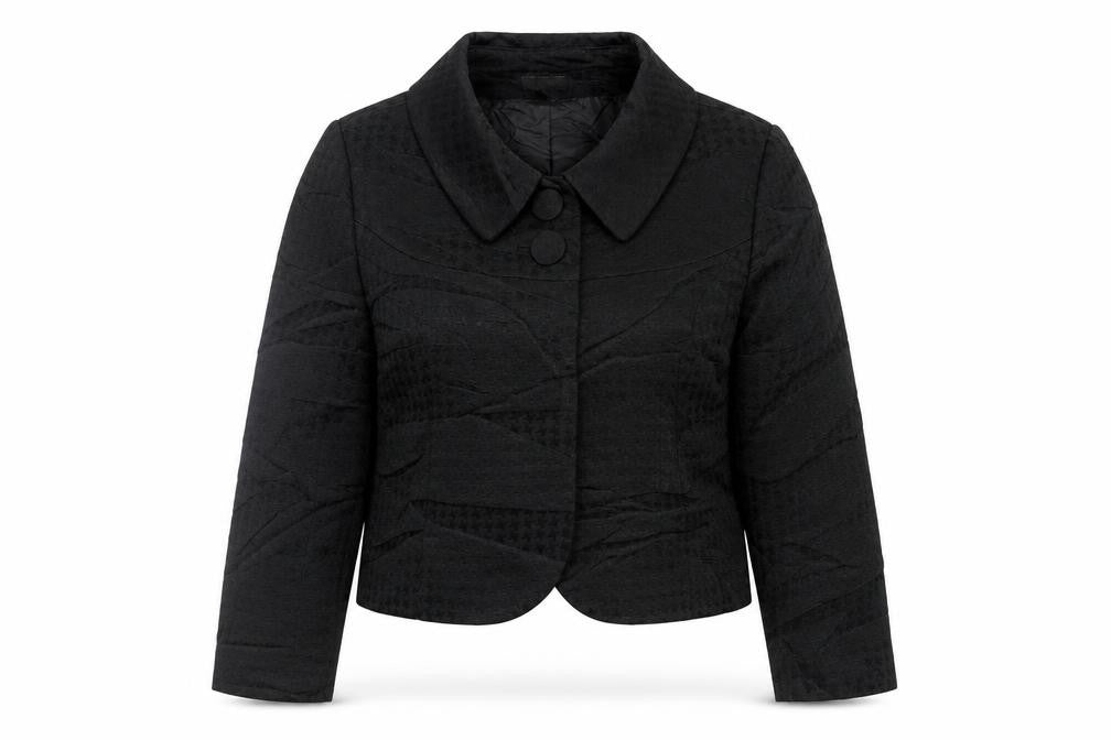 H&M Womens Black Herringbone  Jacket Blazer Size 8  Button