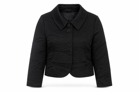 H&M Womens Black Herringbone  Jacket Blazer Size 8  Button