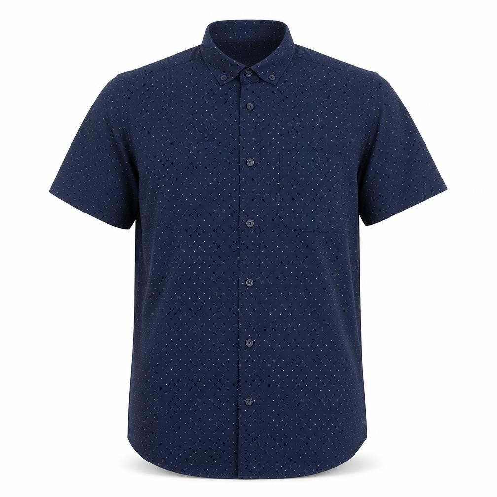 Primark Mens Blue Polka Dot Polyester  Button-Up Size S Collared Button