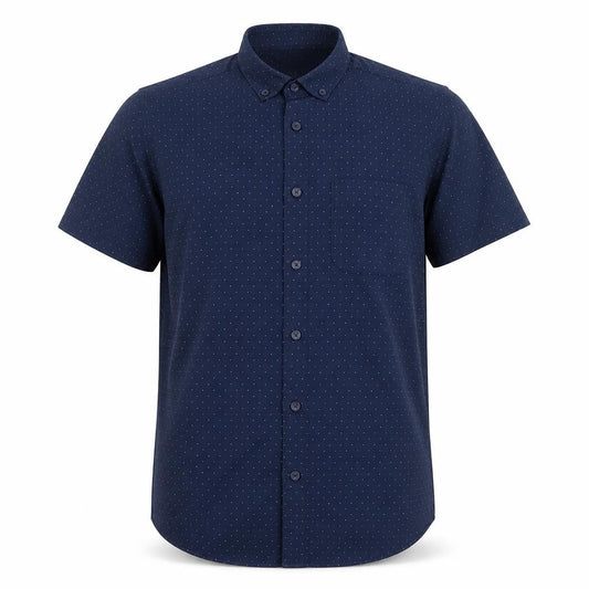 Primark Mens Blue Polka Dot Polyester  Button-Up Size S Collared Button