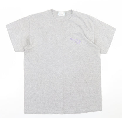 Emma Warren Womens Grey  Cotton Basic T-Shirt Size M Crew Neck