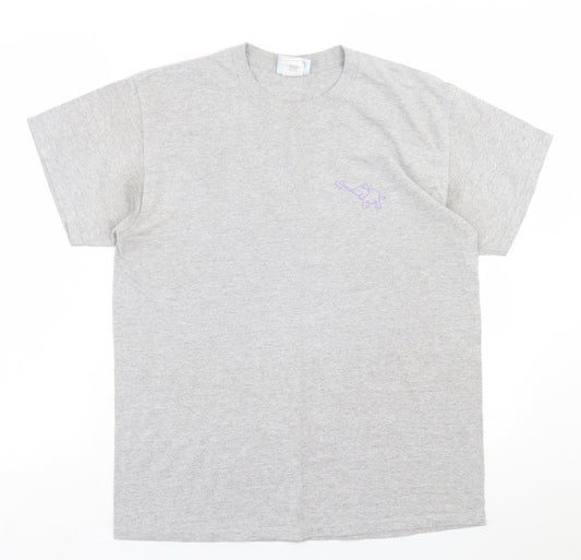 Emma Warren Womens Grey  Cotton Basic T-Shirt Size M Crew Neck